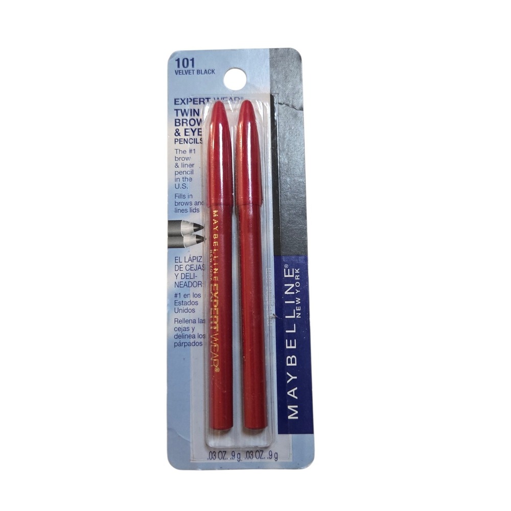 Maybelline Expert Wear Twin Brow & Eye Pencil 101 Velvet Black (2 Pencils) NEW!